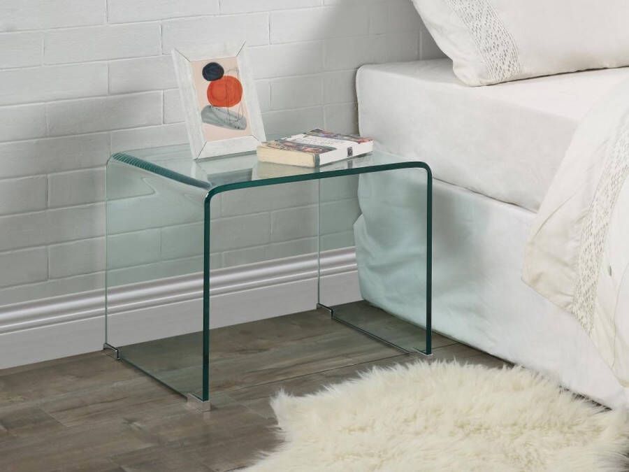 Vente-unique Set van 2 nachtkastjes – Gebogen gehard glas – SUZANA L 50 cm x H 40 cm x D 40 cm