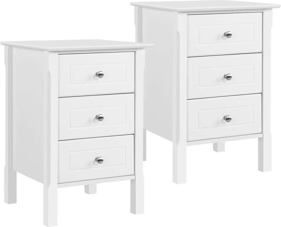 Set van 2 nachtkastjes met 3 laden Multifunctionele bijzettafel voor slaapkamer en woonkamer