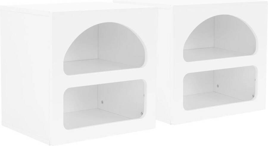 Vente-unique Set van 2 nachtkastjes met opbergruimte Wit LUELA L 50 cm x H 50 cm x D 40 cm - Foto 3