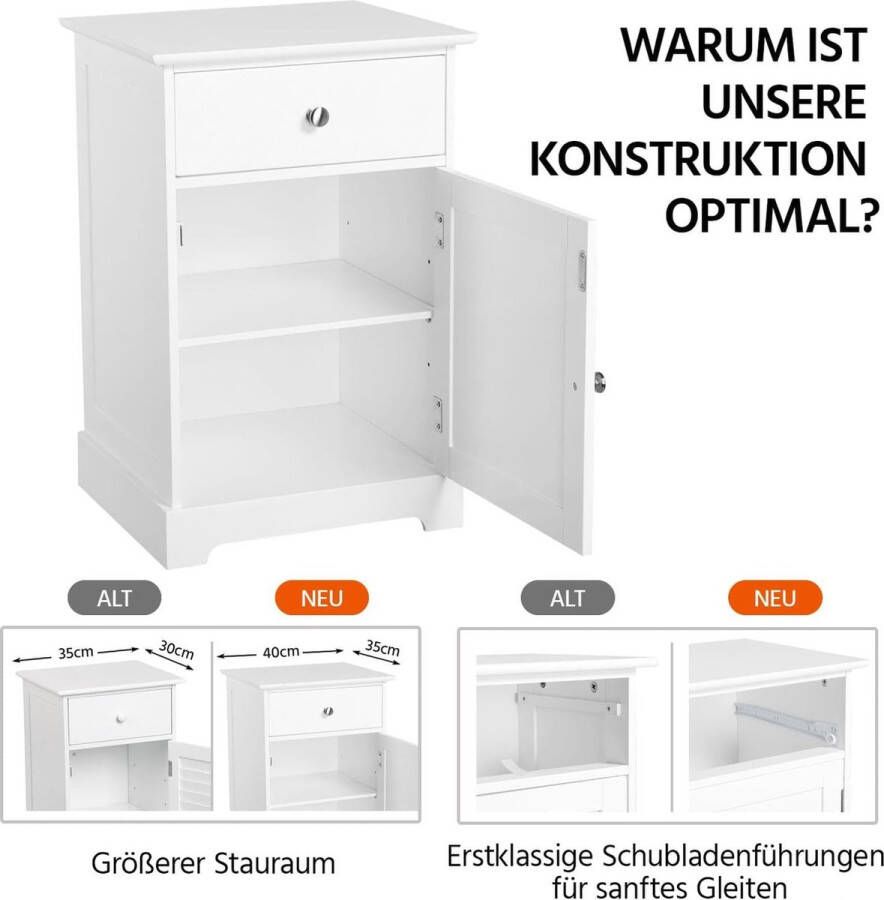 Set van 2 nachtkastjes nachtkastje met lade bijzettafel met verstelbare legplank salontafel met veel opbergruimte boxspringbed slaapkamer woonkamer wit