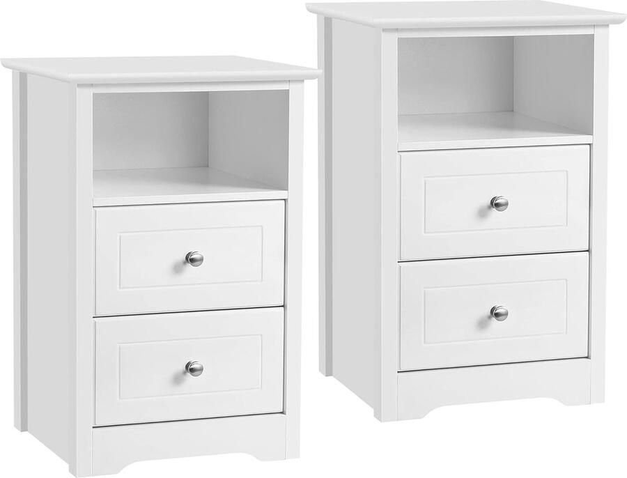 Set van 2 Nachttafels Houten Bijzettafels voor Slaapkamer Woonkamer en Hal 40 x 35 x 60 cm