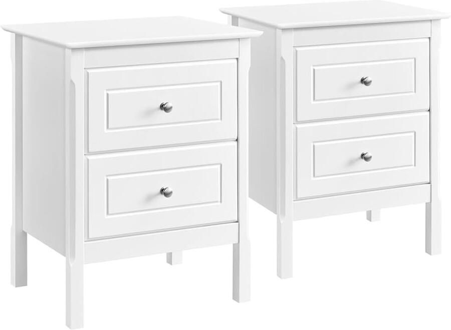 Set van 2 nachtkastjes nachtkastje commode met 2 laden bijzettafel salontafel 61 cm hoog wit