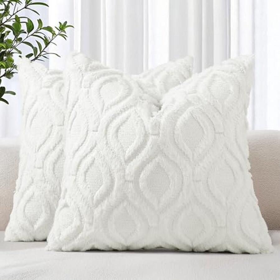 Set van 2 Neppelsdons Kussenhoezen 45 x 45 cm Decoratieve Zachte Fluffy Velvet Kussenhoezen voor Bank