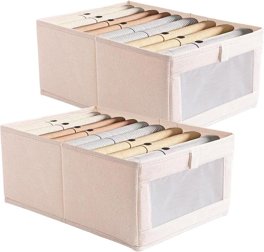 Set van 2 opbergdozen opvouwbare opbergdoos kast en opbergorganisator met transparant venster kledingkastorganizer voor kleding speelgoed