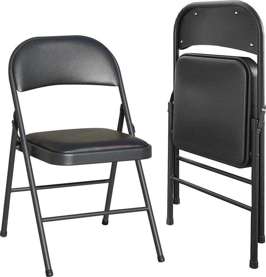 Set van 2 Opvouwbare Klapstoelen Draagbare Vouwstoelen met Metalen Frame voor Binnen en Buiten