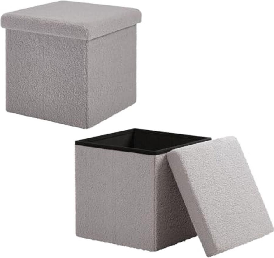 Set van 2 opvouwbare krukken met opbergruimte Lichtgrijs