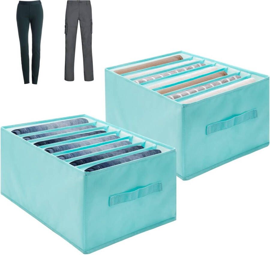 Set van 2 opvouwbare opbergdozen Garderobeorganizer van sterke stof met vakken voor broeken overhemden truien leggings