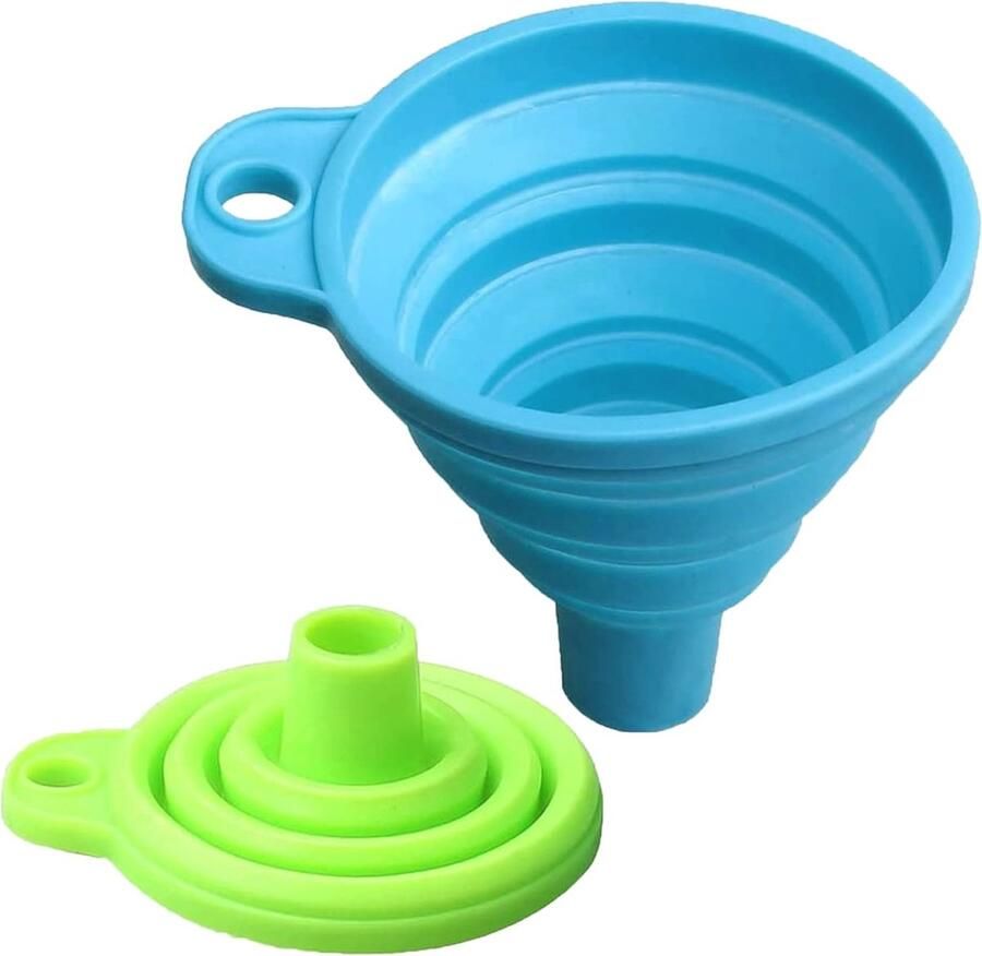 Set van 2 Opvouwbare Siliconen Trechters Compact Koken Accessoires voor Keuken