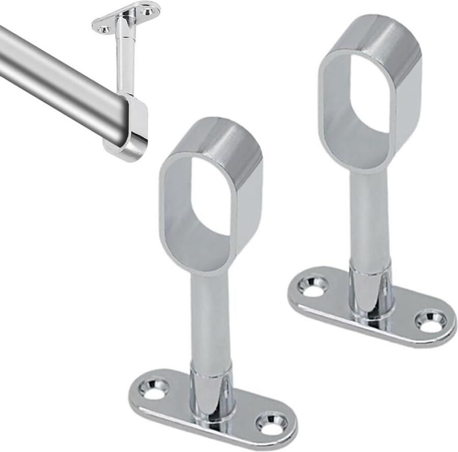 Imperiaal 2 stuks ovale stangen zinklegering kasthouder zonder boren middenstang ovaal kledingstang gordijnroede geschikt voor het ophangen van gordijnen in de kast. Nieuwe titel:2 stuks ovale stangen zonder boren voor het ophangen van gordijnen in de kast