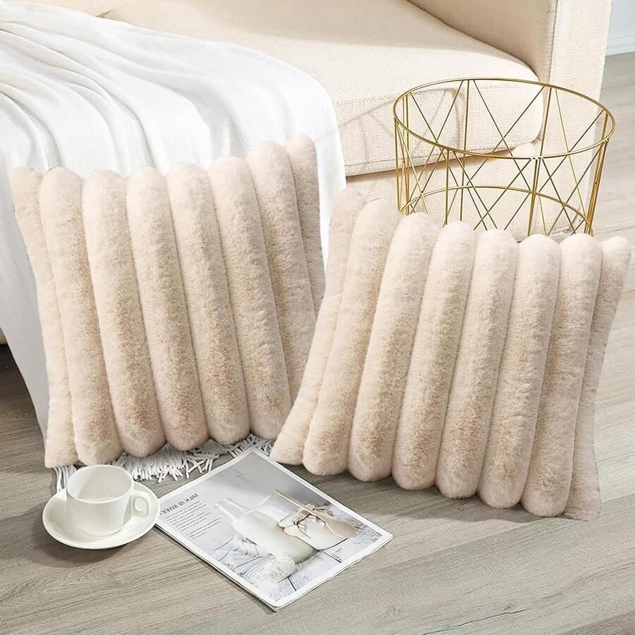 Set van 2 pluche fluweel kussenhoezen decoratieve kussens 45 x 45 cm geschikt voor bank en slaapkamer
