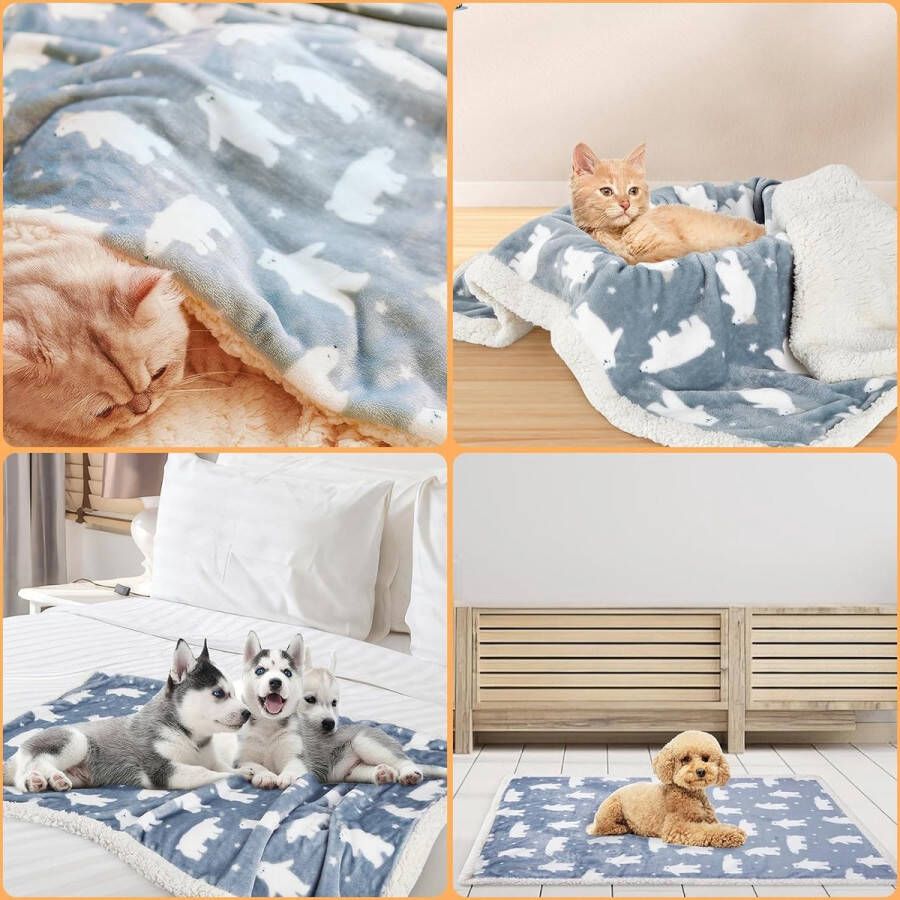 Set van 2 pluizige hondendekens wasbaar en zachte warme knuffeldeken voor honden fleece huisdierdekens voor kleine en middelgrote honden en katten ideaal voor bank en bed
