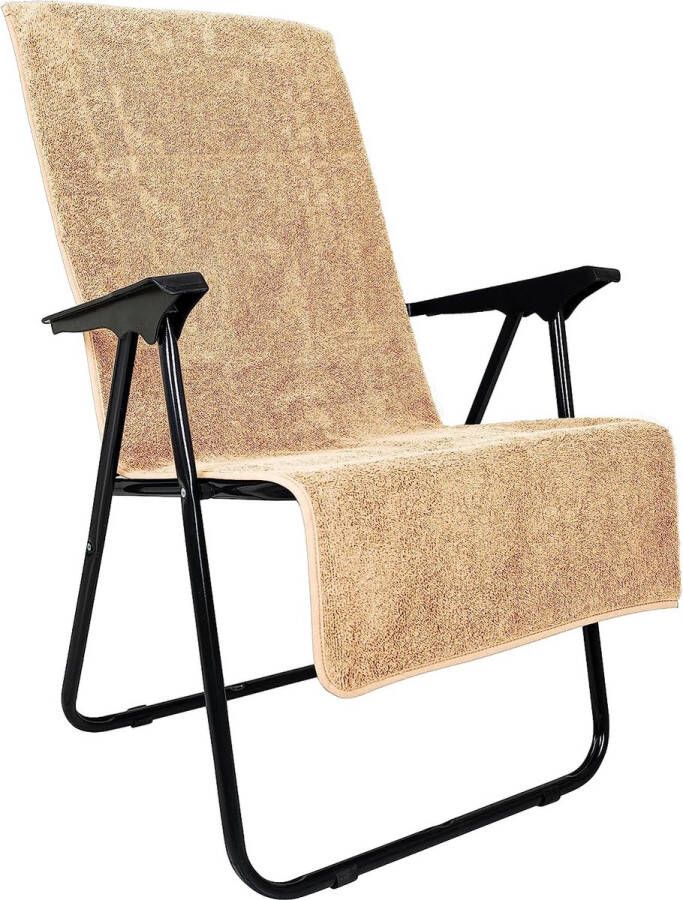 Set van 2 premium badstof hoezen voor tuinstoel 100% katoen Oeko-Tex 100 handdoekovertrek met hoge rugleuning stoelovertrek met envelop voor camping- ligstoel stoel (65 x 130 cm koffie)