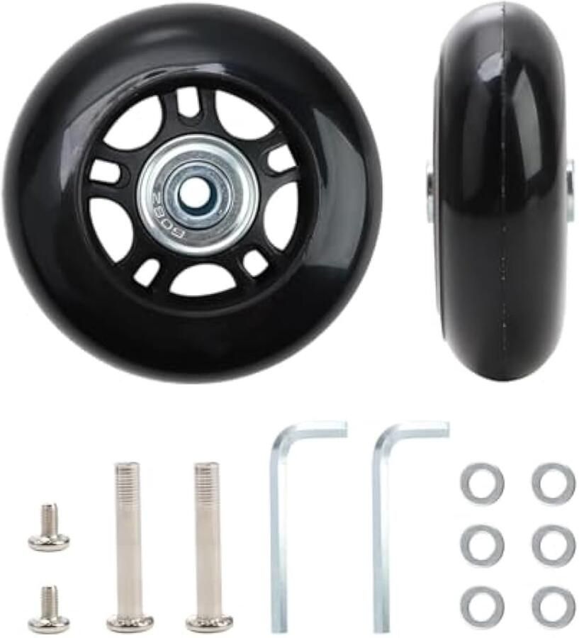 Set van 2 reservekofferwielen 70 x 6 x 24 mm reservewielen kofferwielen duurzame en schokabsorberende rubberen wielen voor trolley eenvoudige installatie