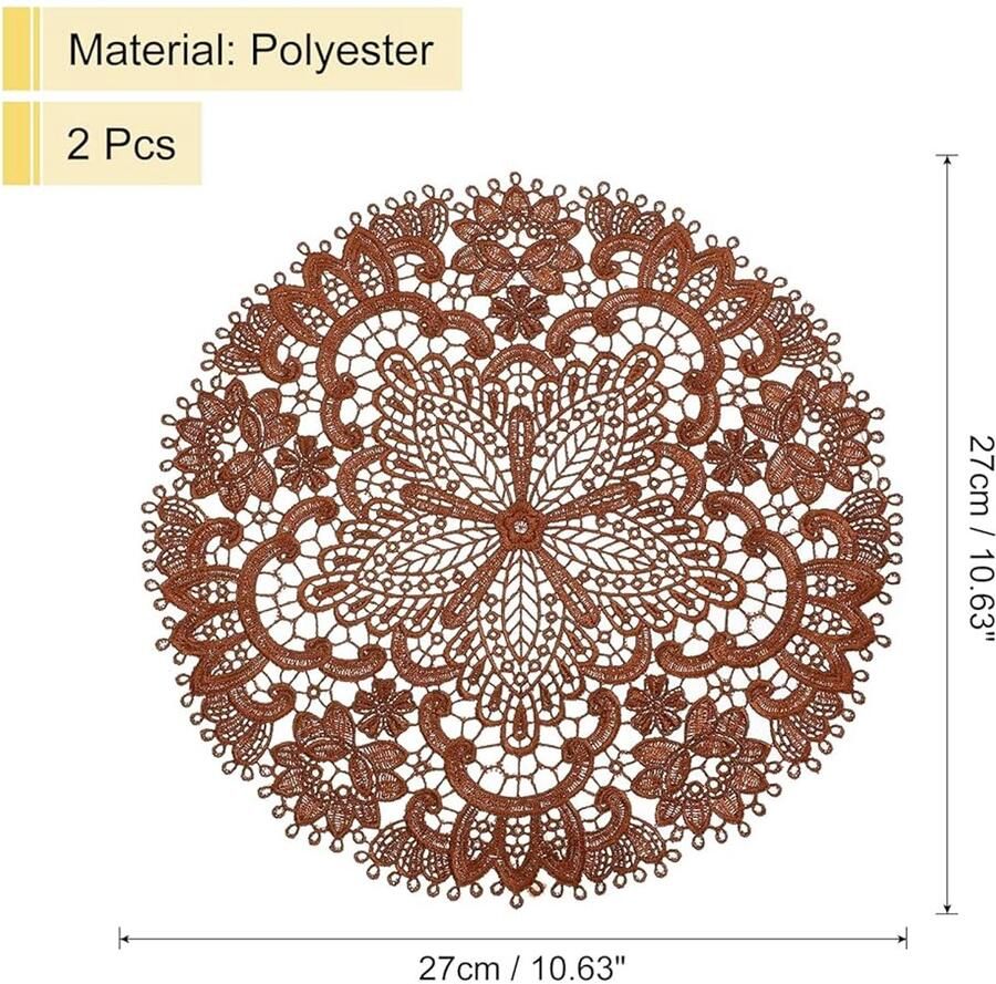Set van 2 retro placemats donkerbruin 25 x 25 cm
