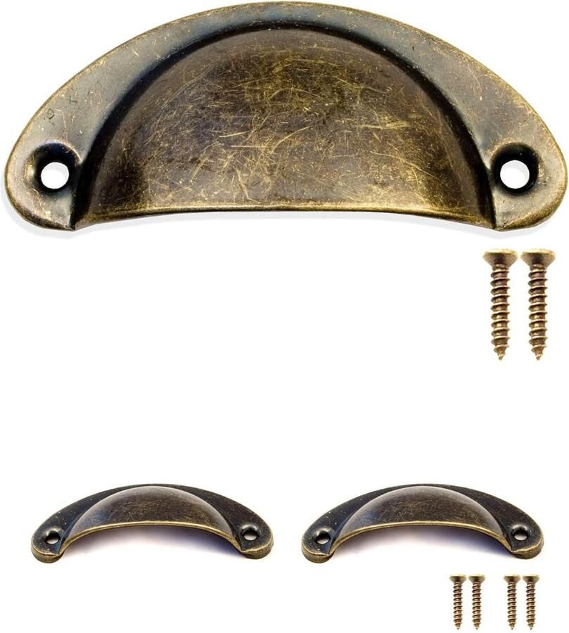 Set van 2 retro schelpengrepen imitatie brons vintage stijl