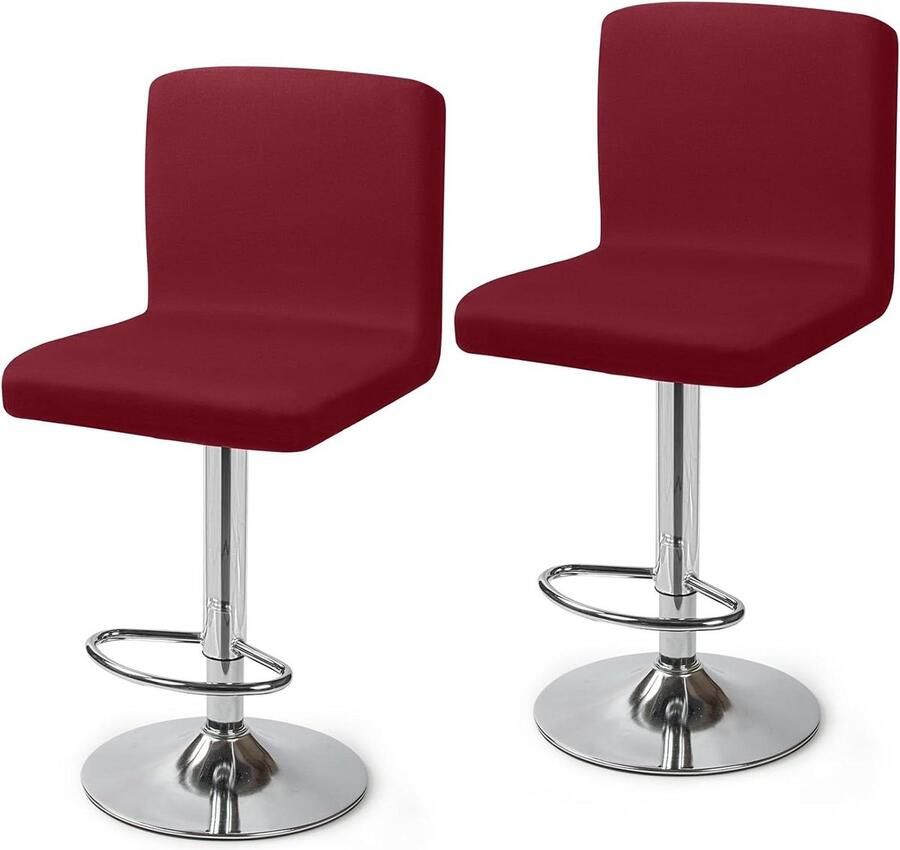 Set van 2 Rode Stretch Eetkamerstoelhoezen met Rugleuning Verwijderbaar en Wasbaar