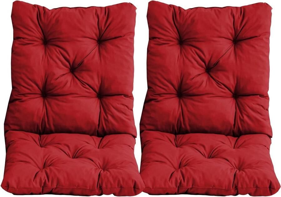 Set van 2 rode zitkussens en rugkussens voor stoel Hanko 50 x 98 x 8 cm bekleding Bankkussen