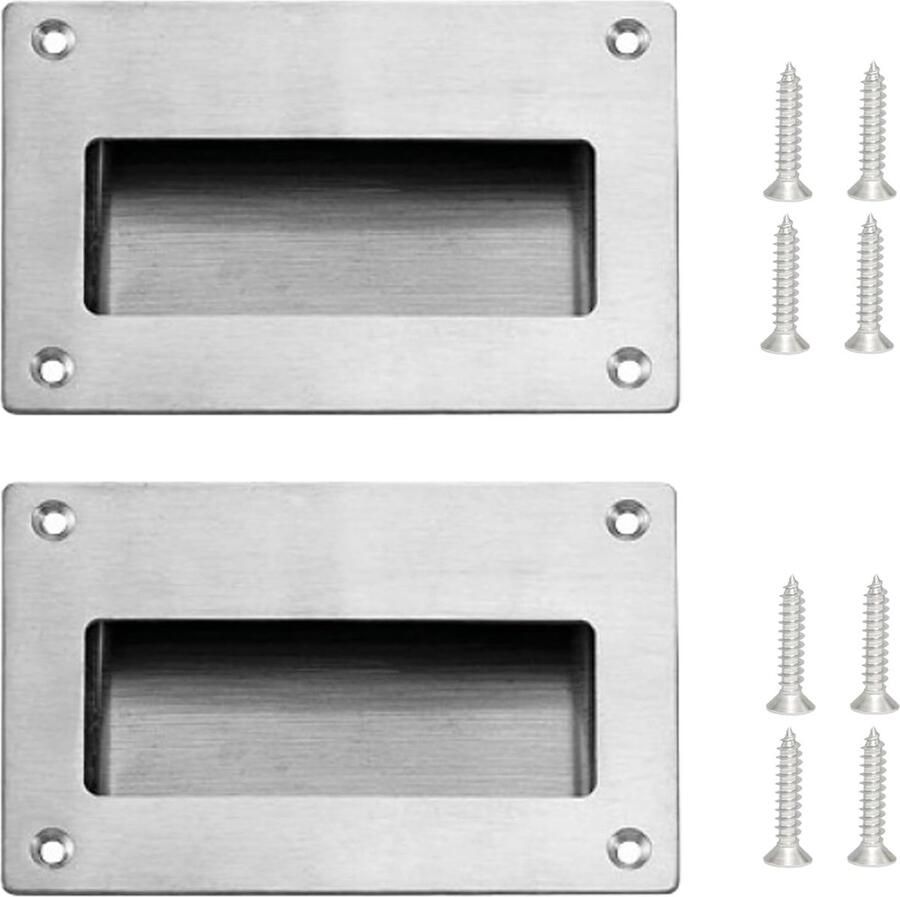 Luvetrex Set van 2 Roestvrijstalen Inbouwgrepen voor Schuifdeuren en Meubels met Onzichtbaar Design