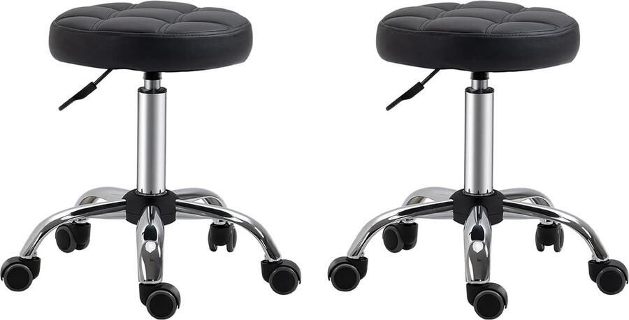 Set van 2 rolkrukken draaibare krukken met wielen