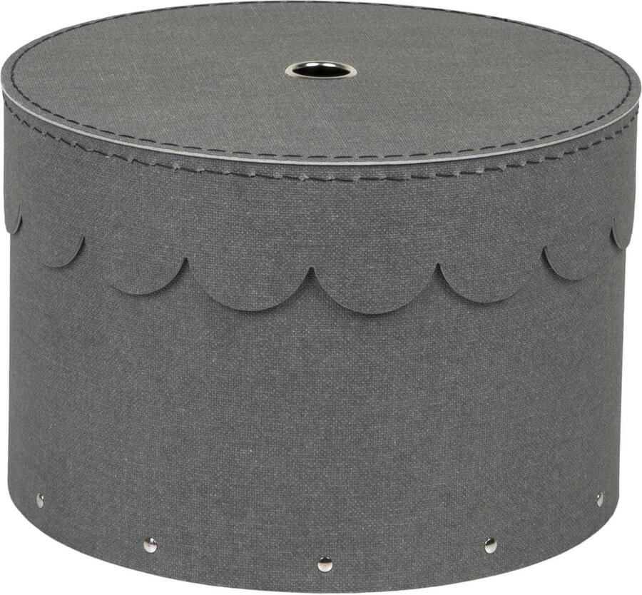Set van 2 ronde opbergdozen met deksel opbergdoos voor kleding speelgoed Decoratieve doos van vezelplaat en papier grijs