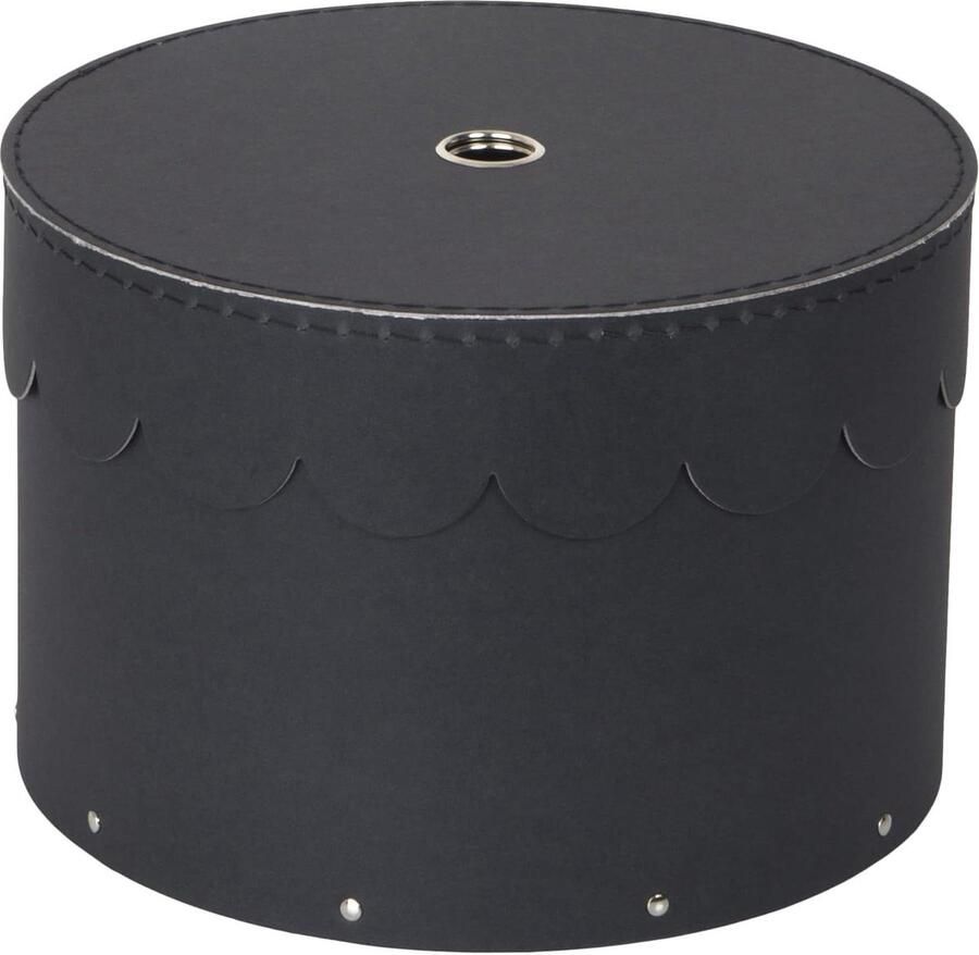 Set van 2 ronde opbergdozen met deksel voor kleding speelgoed Decoratieve ronde doos van vezelplaat en papier donkergrijs