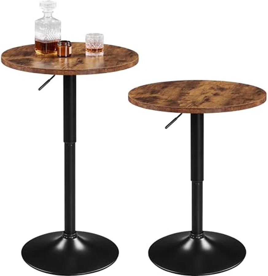 Set van 2 ronde verstelbare bartafels 69 5-91 cm – draaibaar en multifunctioneel voor thuis