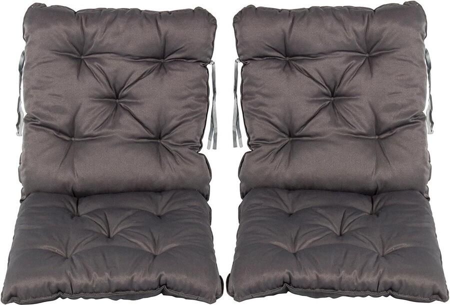 Set van 2 rugkussens stoel ca. 50 x 98 x 8 cm gestoffeerd zitkussen grijs floor pillow