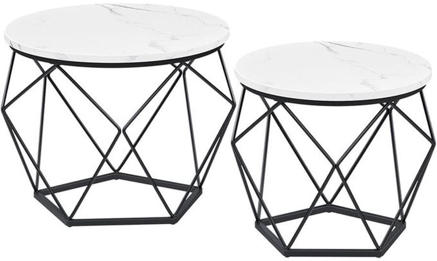 Furnibella Set van 2 Salontafels in Wit en Zwart