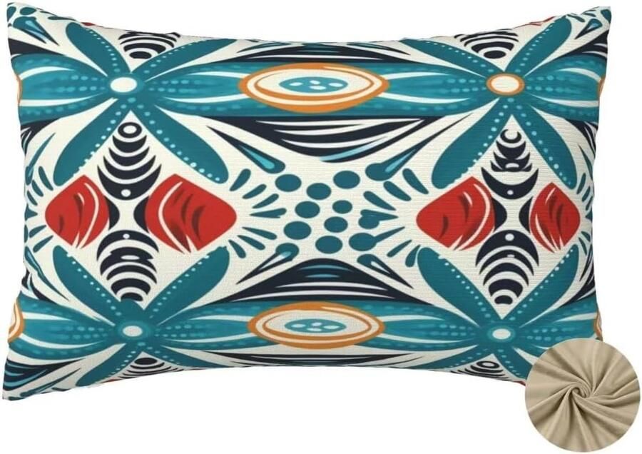 Furnibella -Set van 2 Scandinavische Kussenhoezen 50x70 cm – Bloemenprint – Linnen Decoratieve Sierkussens voor Bank Woonkamer & Outdoor