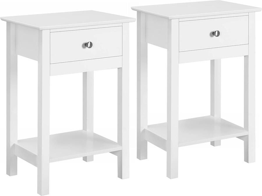 Set van 2 Scandinavische nachtkastjes Witte bijzettafels voor woonkamer en slaapkamer