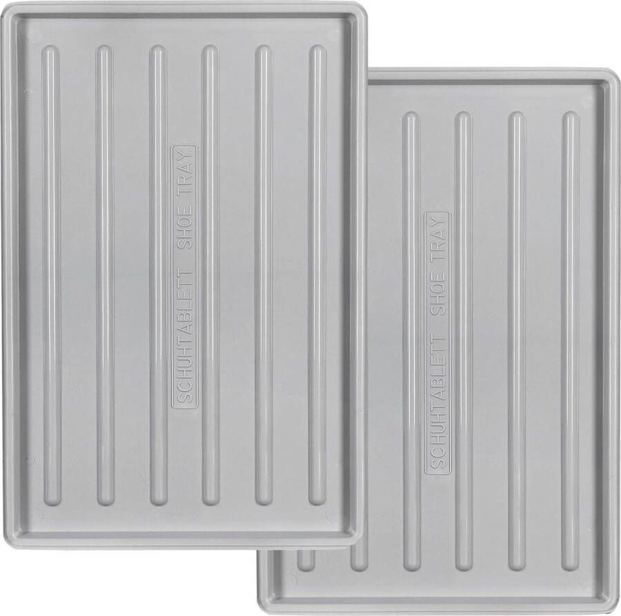 Set van 2 schoenafdruipbakjes 45 x 30 cm afdruipmat schoenen grijs schoenmat afdruipmat kunststof schoenenrek schoenonderlegger afdruipbak schoenen