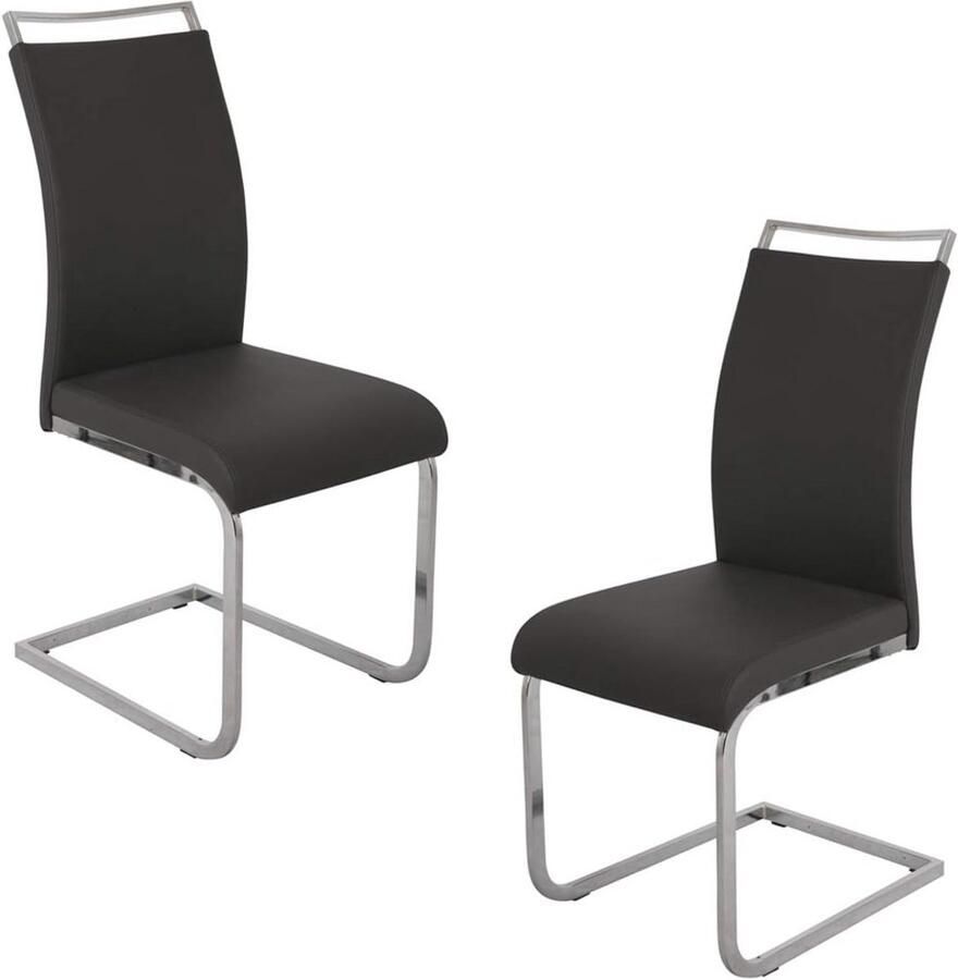 Set van 2 Schommelstoelen Eetkamerstoelen van Kunstleer in Zwart Modern en Comfortabel