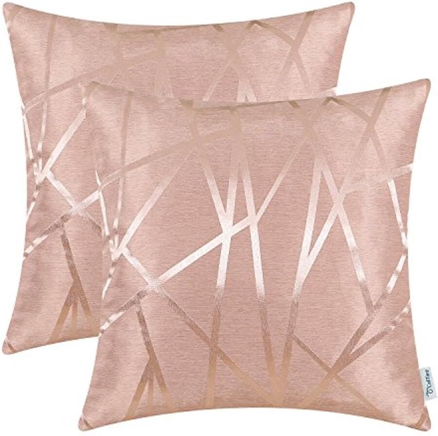 Set van 2 Sierkussenhoezen voor Bank in Dusty Pink Modern Geometrisch Design 40x40 cm
