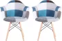 Loft Home Set van 2 Stoelen Eetkamerstoel Eetkamerstoelen Houten poten 2 stoelen Voor keuken of huiskamer Moderne look Leuk Printje Vrolijke Stoel Blauw - Thumbnail 2