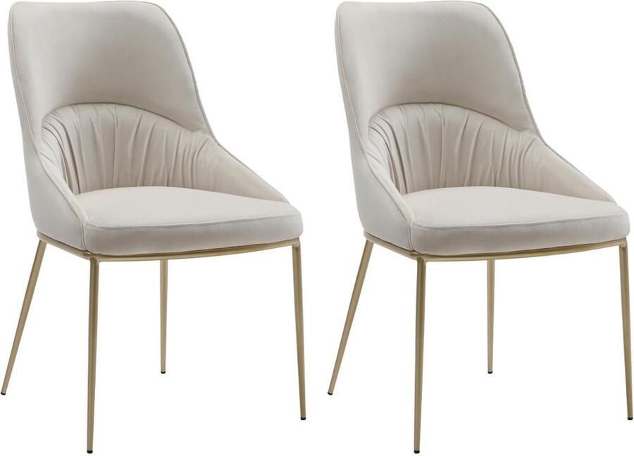 Vente-unique Set van 2 stoelen in fluweel en goudkleurig metaal Beige DRINKA L 53 cm x H 88.8 cm x D 64.5 cm - Foto 2