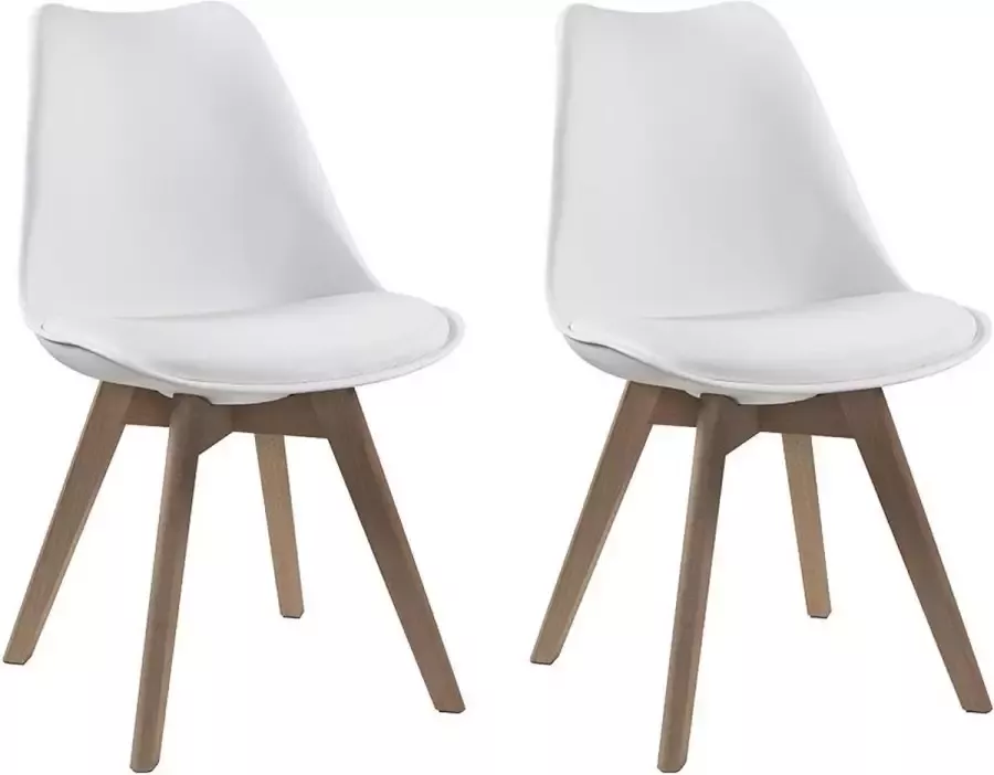 Vente-unique Set van 2 stoelen JODY Polypropyleen kunstleer en beuken Wit L 49 cm x H 82 cm x D 57 cm - Foto 3