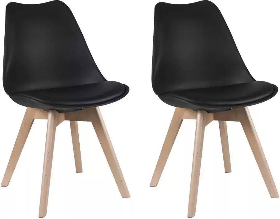 Vente-unique Set van 2 stoelen JODY Polypropyleen kunstleer en beuken Zwart L 49 cm x H 82 cm x D 57 cm - Foto 3