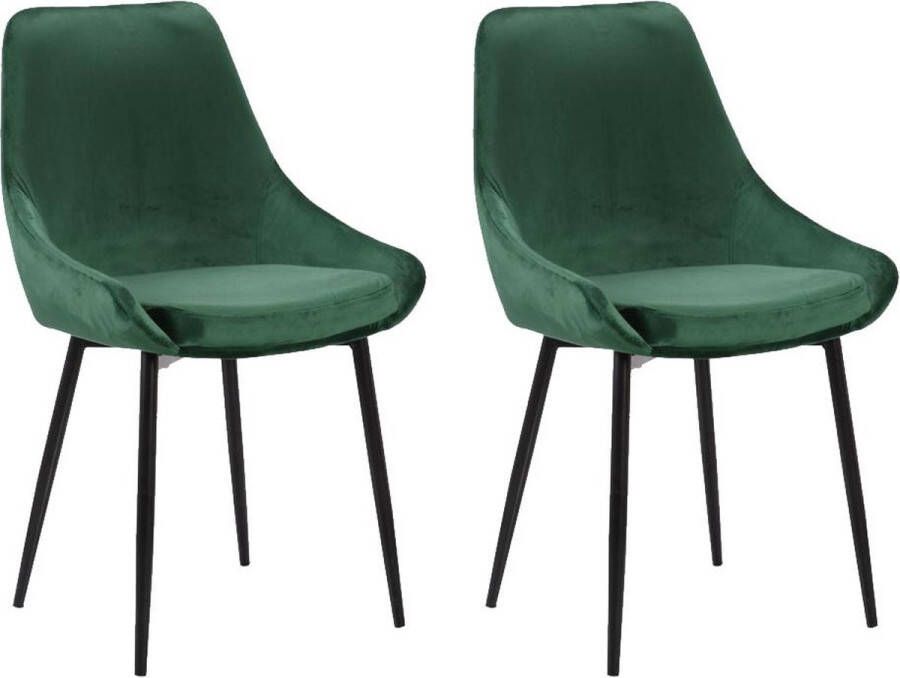 Vente-unique Set van 2 stoelen MASURIE Fluweel Groen L 49 cm x H 85.5 cm x D 56 cm - Foto 3