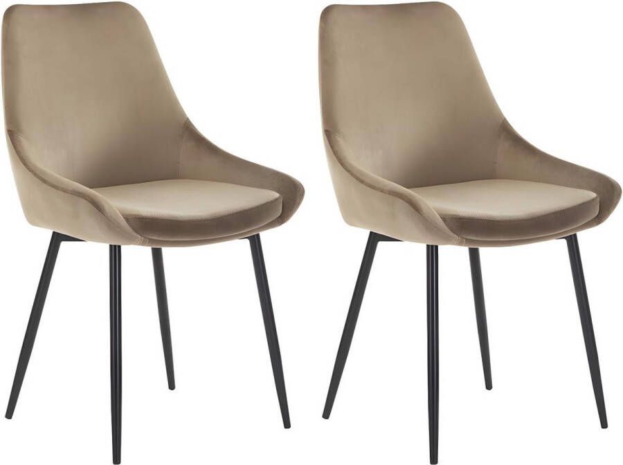 Vente-unique Set van 2 stoelen MASURIE Fluweel Taupe L 49 cm x H 85.5 cm x D 56 cm