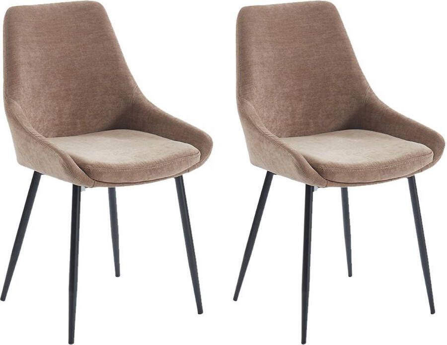 Vente-unique Set van 2 stoelen MASURIE Stof Bruin L 49 cm x H 85.5 cm x D 56 cm
