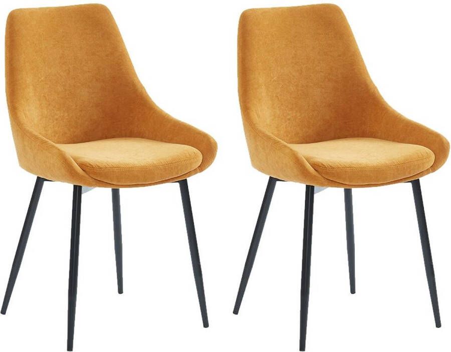 Vente-unique Set van 2 stoelen MASURIE Stof Geel L 49 cm x H 85.5 cm x D 56 cm
