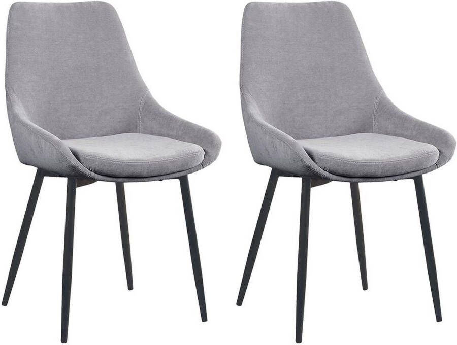 Vente-unique Set van 2 stoelen MASURIE Stof Grijs L 49 cm x H 85.5 cm x D 56 cm - Foto 2