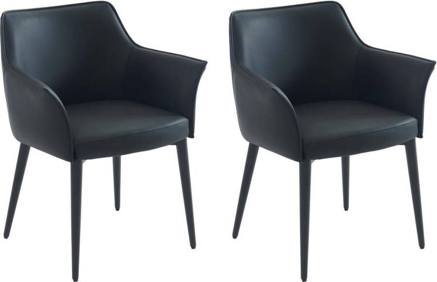 Vente-unique Set van 2 stoelen met armleuningen van kunstleer en metaal Zwart MIALOV L 61.5 cm x H 78 cm x D 57 cm - Foto 3