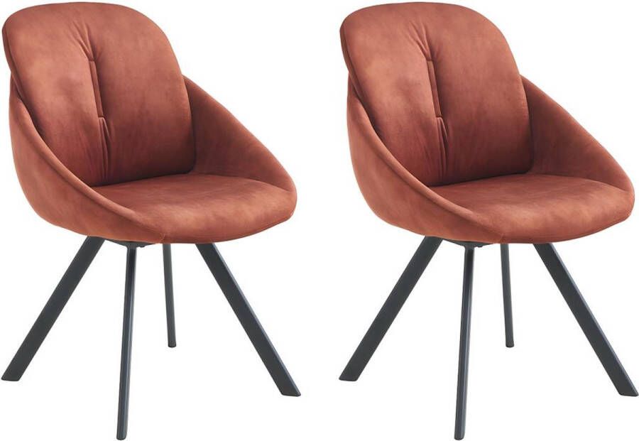 Vente-unique Set van 2 stoelen met fluweel en metalen armleuningen Terracotta BUSSELTON L 59 cm x H 86 cm x D 67 cm - Foto 2