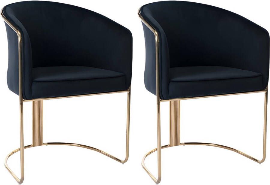 Pascal Morabito Set van 2 stoelen met fluweel en metalen armleuningen Zwart en goud JOSETHE van L 59.5 cm x H 82.5 cm x D 52.5 cm - Foto 1