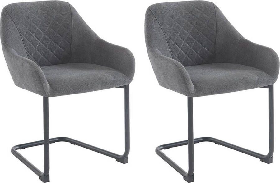 Pascal Morabito Set van 2 stoelen met stoffen en metalen armleuningen Grijs WAFA van L 59 cm x H 79 cm x D 60 cm