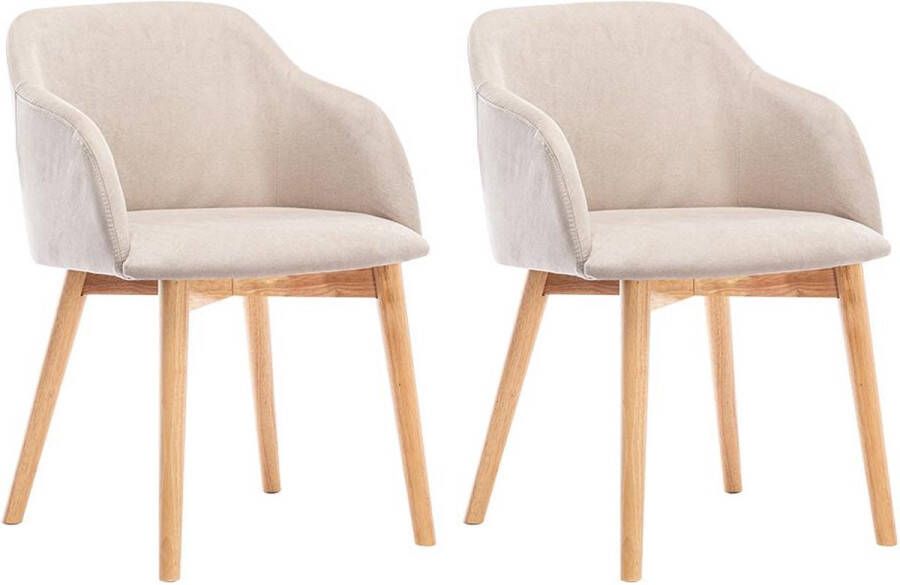 Vente-unique Set van 2 stoelen Stof en hevea hout Beige JELISA L 54 cm x H 79 cm x D 56 cm - Foto 3