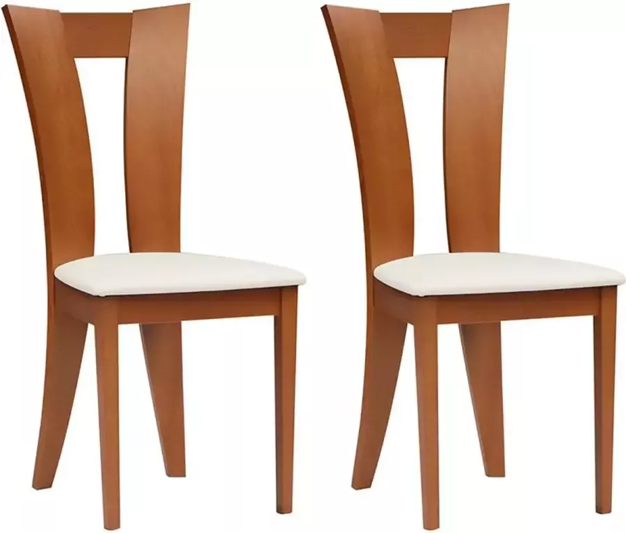 Vente-unique Set van 2 stoelen TIFFANY Massief beukenhout Kleuren: Eik en wit L 46 cm x H 96 cm x D 53 cm