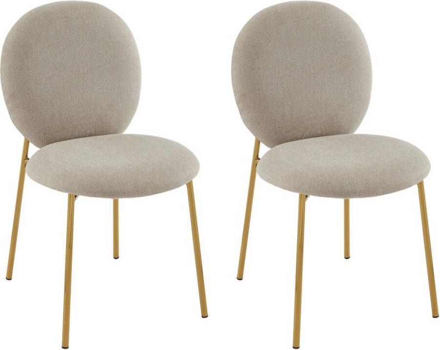 Vente-unique Set van 2 stoelen met stoffen bekleding en goudkleurig metaal – Beige – ASTRENA L 50 cm x H 88 cm x D 58.5 cm - Foto 1