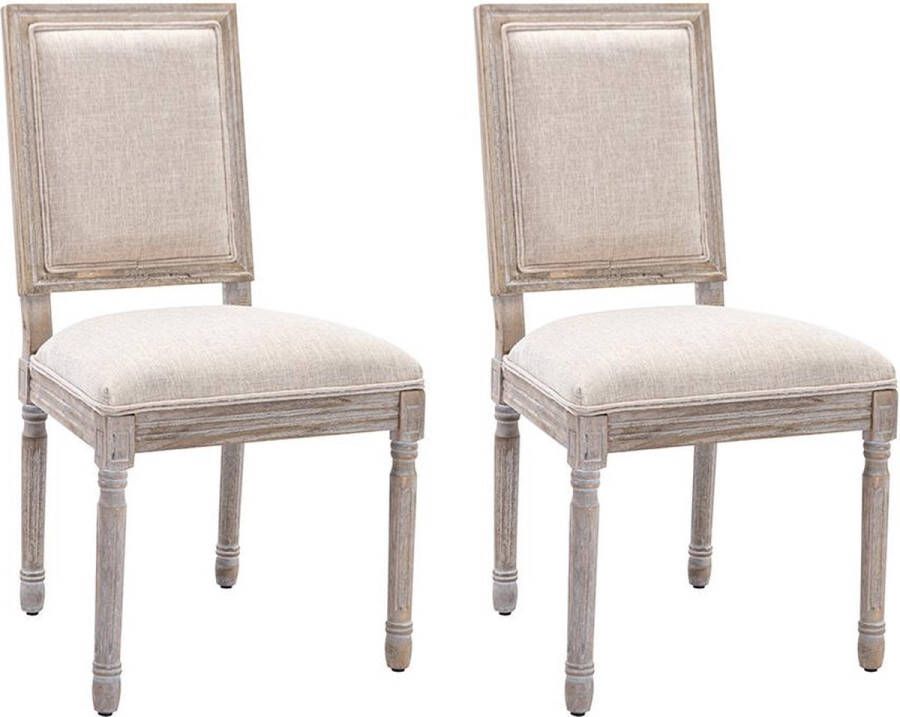 Vente-unique Set van 2 stoelen van stof en heveahout Beige AMBOISETTE L 50 cm x H 95 cm x D 60 cm - Foto 3